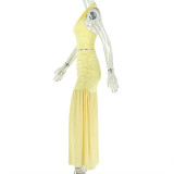SC Solid Color V Neck Top Two Piece Skirts Set GJYO-JSD711896