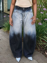 SC Plus Size Gradient Washed Ink Splashed Jeans GYLN-4281
