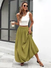 SC Solid Color Lantern Big Swing Long Skirt GMKK-mkk005