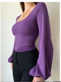 SC U Neck Lantern Sleeve T Shirt GMKK-mkk7282
