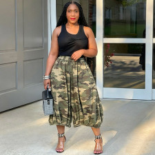 SC Plus Size Camouflage Printed Wide Leg Seventh Jeans GAKF-60705