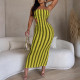 SC Stripe Contrast Color Strapless Midi Dress GNZD-7945DG