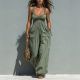 SC Solid Color Lace Sling Loose Jumpsuit SHD-8130