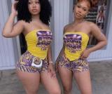 SC Letter Printed Tube Top Two Piece Short Set GFCF-1588