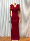 SC Deep V Neck Backless Evening Dress GADE-11112