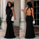SC Sleeveless Solid Color Backless Maxi Dress BY-7812