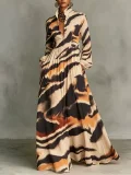 SC Plus Size Retro Print Loose Long Sleeve Maxi Dress GQLK-KG-6697