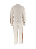 SC Contrast Color Long Sleeve Drawstring Two Piece Pants Set HNIF-YF012