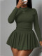 SC Solid Color Long Sleeve Top Pleated Skirts Suit HNIF-YF193