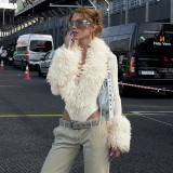 SC Solid Color Casual Deep V Neck Fur Top GSZM-D26BS347