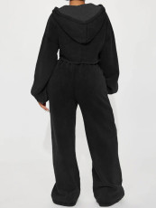 SC Fashion Hooded Coat And Drawstring Wide-Leg Pants Two Piece Set CH-26051