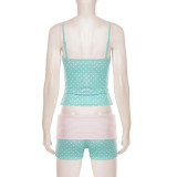 SC Polka Dot Printed Reversible Sling Top Two Piece Shorts Set GPKJ-MR51133