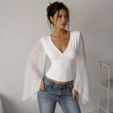 SC Mesh See Through Patchwork T Shirt GPKJ-MR50703