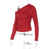 SC Long Sleeve Slash Shoulder Tops BLG-T5519240A