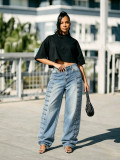SC Plus Size Fashion Wide Leg Jeans GYLN-5025