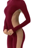 SC Tight Contrast Color Long SLeeve Yoga Jumpsuit MZ-26022