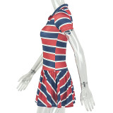 SC Stripe Color Block V Neck Mini Dress GJYO-JD305920