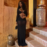 SC Solid Color Hollow Out Maxi Dress GJYO-JD305918