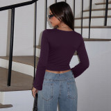 SC Long Sleeve Deep V Neck Knits Top BLG-T5A20280A