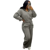 SC Long Sleeve Zipper Top Two Piece Pants Set TK-6357