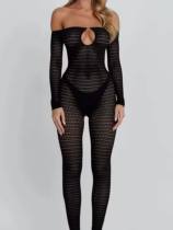 Pre Order: About 7 work days shipping Stripe Mesh Jumpsuit YUEM-202692