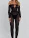 Pre Order: About 7 work days shipping Stripe Mesh Jumpsuit YUEM-202692