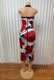 SC Printed Halterneck Backless Midi Dress GADE-8889
