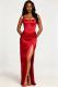 SC Solid Color Sleeveless Satin Split Maxi Dress GADE-102272