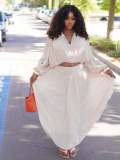 SC Long Sleeve V Neck Two Piece Skirts Set GFXI-fx948