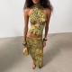 SC Printed Sleeveless Backless Top Two Piece Skirt Set DLSF-K6S16932A