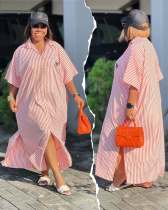 SC Stripe Long Sleeve Shirt Dress GFXI-fx556