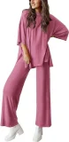SC Plus Size Long Sleeve Solid Color Loose 2 Piece Pants Set GWHT-509