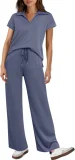 SC Solid Color Short Sleeve Two Piece Pants Set GWHT-A16