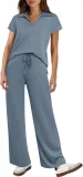 SC Solid Color Short Sleeve Two Piece Pants Set GWHT-A16