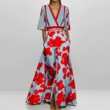 SC Plus Size 3/4 Sleeve Maxi Dress GHMF-28751-28480