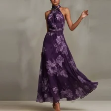 SC Plus Size Halterneck Sleeveless Maxi Dress GHMF-30592