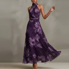 SC Plus Size Halterneck Sleeveless Maxi Dress GHMF-30592