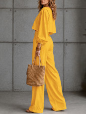 SC Long Sleeve Solid Color Two Piece Pants Set HNIF-SR005