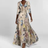 SC Plus Size 3/4 Sleeve Maxi Dress GHMF-28751-28480