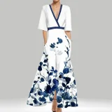 SC Plus Size 3/4 Sleeve Maxi Dress GHMF-28751-28480