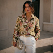 SC Retro Floral Printed Long Sleeve Coat GDSF-J26TP435