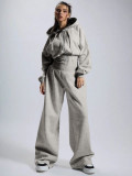 SC Fleece-lined Zipper Solid Color Jumpsuit CH-26052