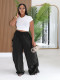 SC Solid Color Drawstring Ruched Pants AIL-373