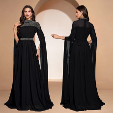 SC Rhinestone Long Sleeve Evening Dress BY-7820