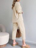 SC Solid Color Long Sleeve Shirt Pants 2 Piece Set GSRX-1019