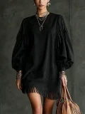 SC Loose Tassel Lantern Sleeve Holidays Dress GMYS-WL8521