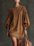 SC Loose Tassel Lantern Sleeve Holidays Dress GMYS-WL8521