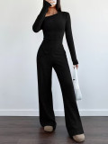SC Slim Long Sleeve Top And Wide-leg Pants  Two Piece Set GMYS-WL260702