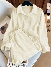 SC Casual Loose Long Sleeve Shorts 2 Piece Set GSRX-1018