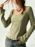 SC Square Neck Long Sleeve T Shirt GMYS-WL260721